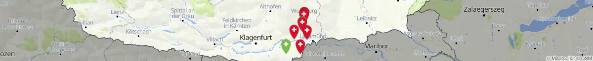 Kartenansicht für Apotheken-Notdienste in der Nähe von Sankt Paul im Lavanttal (Wolfsberg, Kärnten)